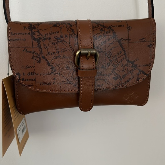 Patricia Nash Leather Crossbody Bag world map print leather - Picture 2 of 5